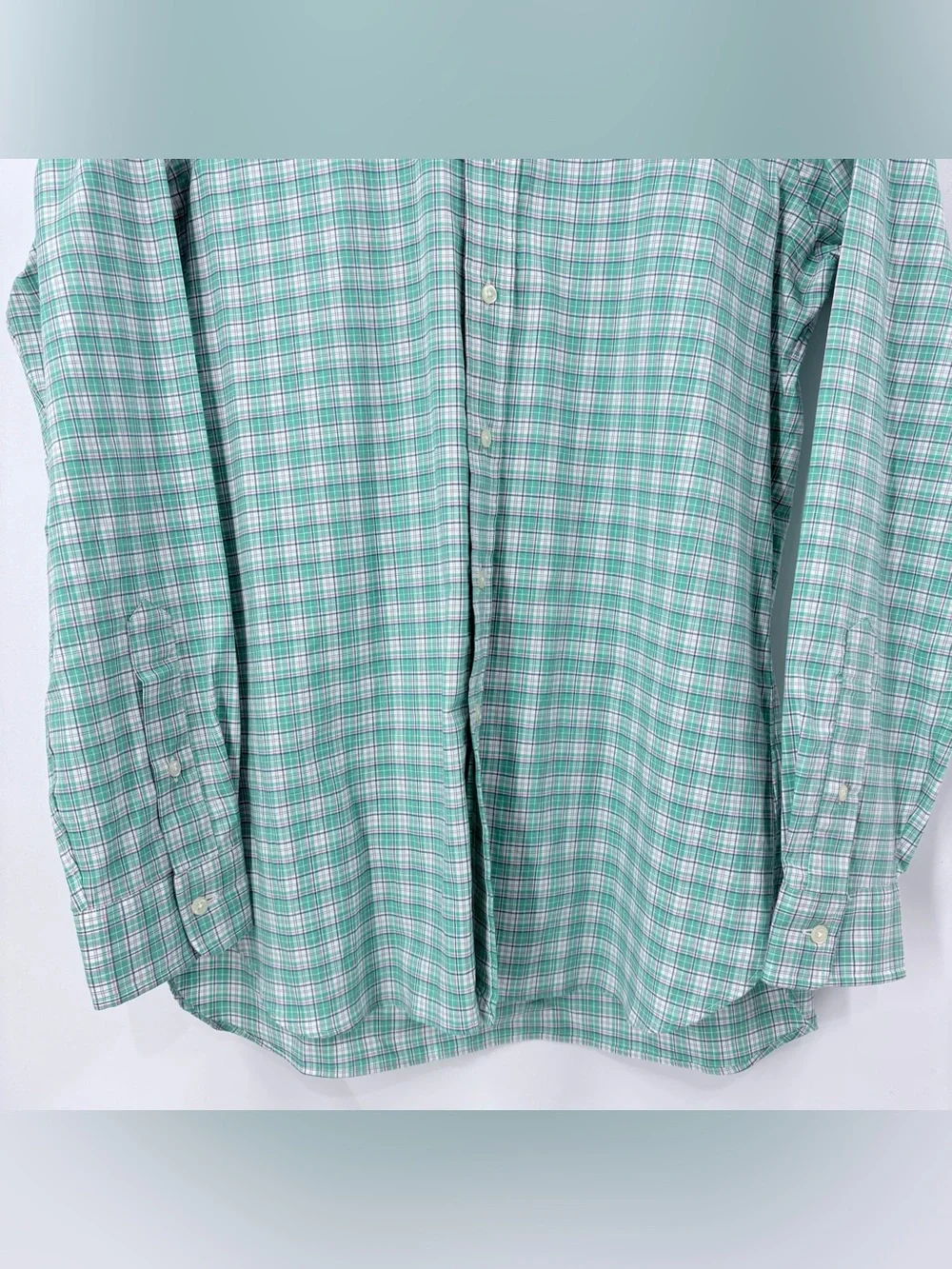Polo Ralph Lauren Men’s Green White Long Sleeve Plaid Button Down Shirt